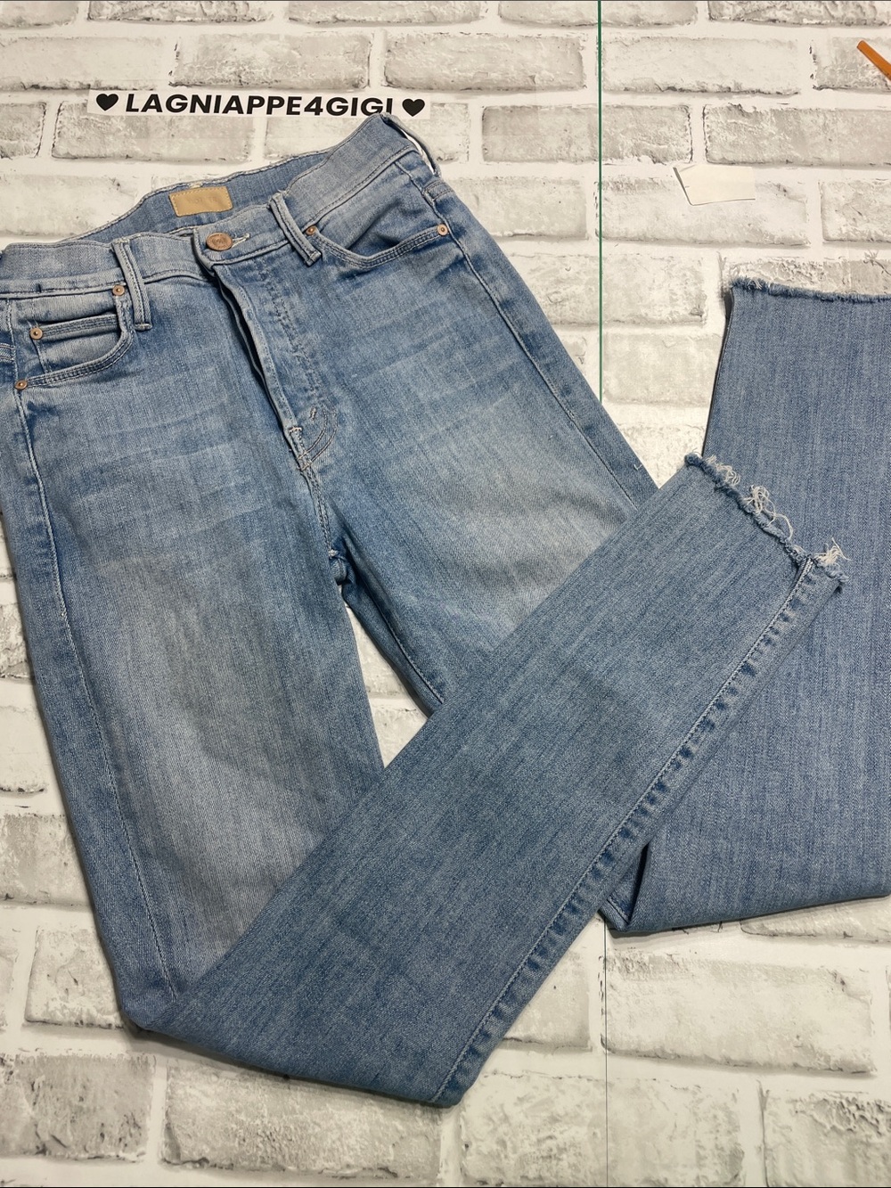 Mother’s Women's High-Rise button-fly blue Jeans. Fray hem. The Stunner. Size 24 - Picture 1 of 12